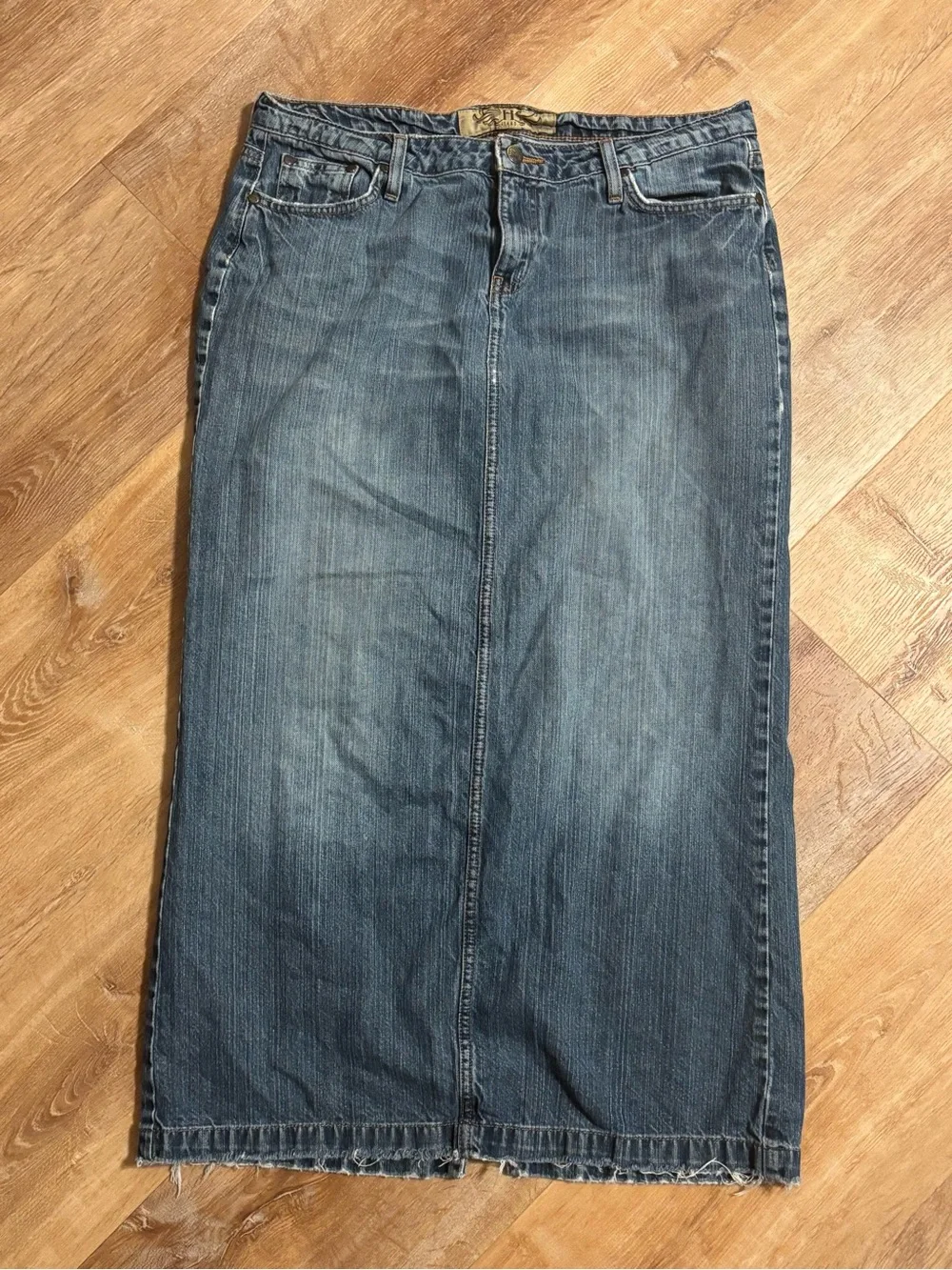 Denim jean maxi skirt Y2K Hint Jeans size 11 women’s 100% cotton 36”